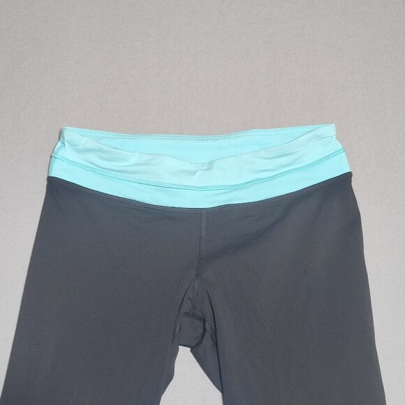 Lululemon Run Inspire Crop II pants women's sz 8 Black / Tonka Stripe Angle Blue - Picture 2 of 14